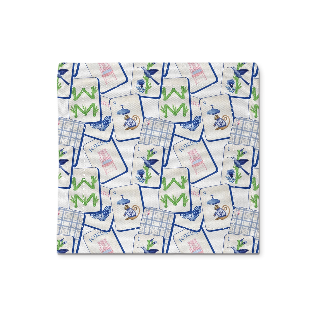 COCKTAIL NAPKINS BLUE MAHJONG S/4