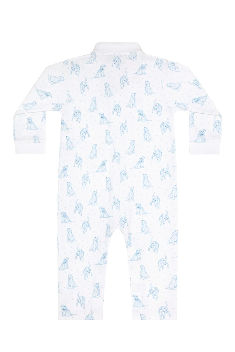 ROMPER BLUE PUPPY LOVE PRINT LONG SLEEVE