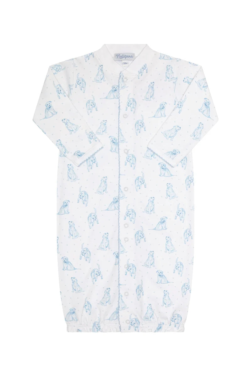 GOWN BLUE PUPPY LOVE PRINT BLUE