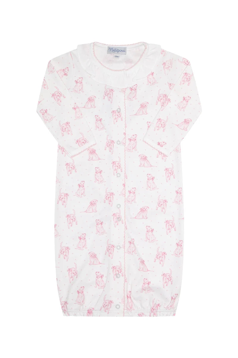 GOWN BLUE PUPPY LOVE PRINT PINK