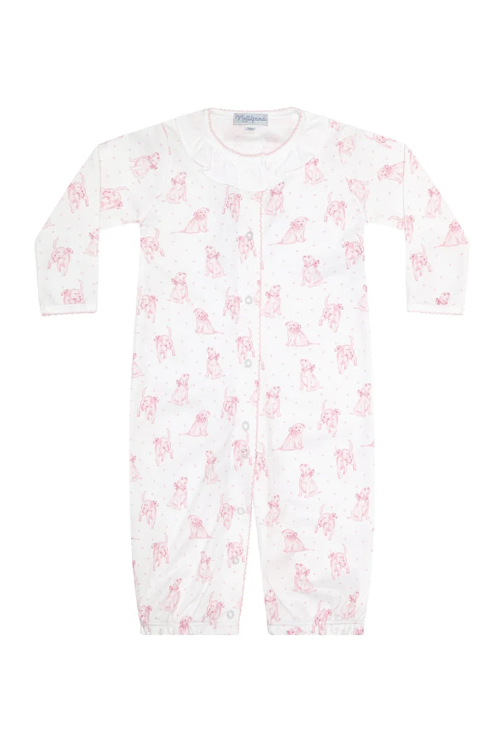 GOWN BLUE PUPPY LOVE PRINT PINK