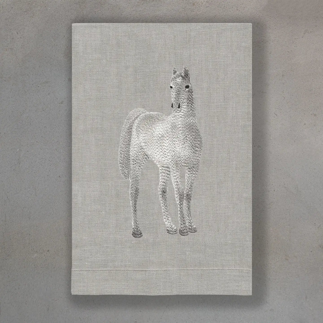 GUEST TOWEL LINEN HORSE GRAY