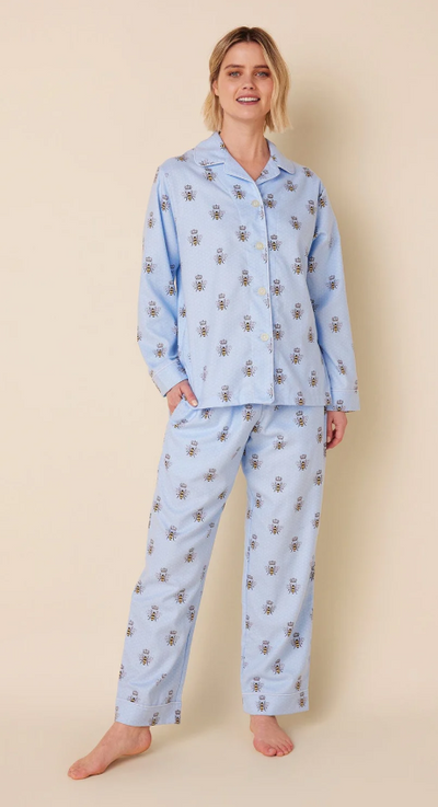 PAJAMA LONG BEE BLUE FLANNEL (Available in 4 Sizes)