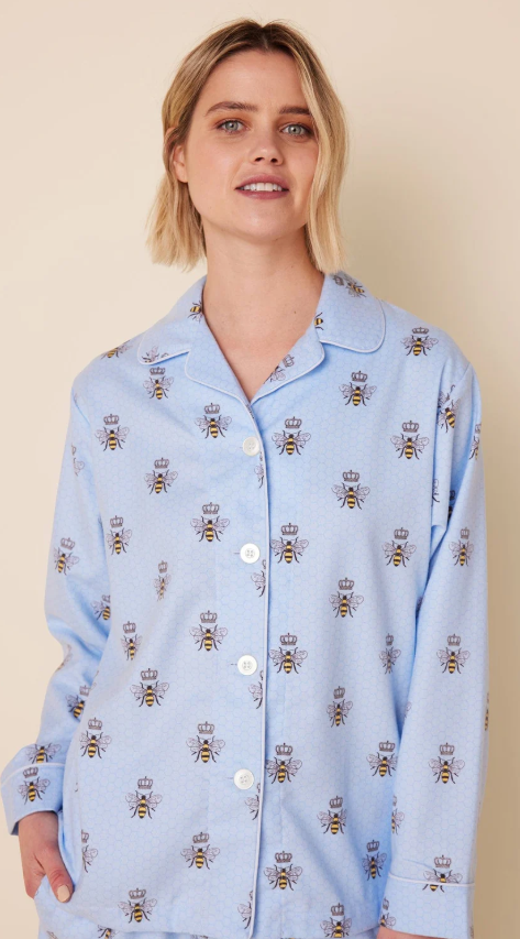 PAJAMA LONG BEE BLUE FLANNEL (Available in 4 Sizes)