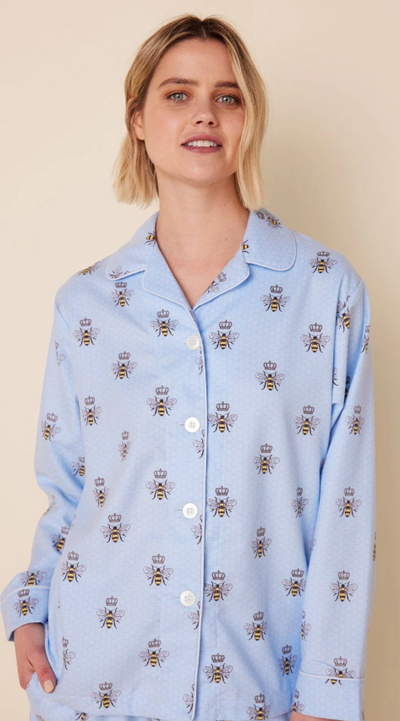 PAJAMA LONG BEE BLUE FLANNEL (Available in 4 Sizes)