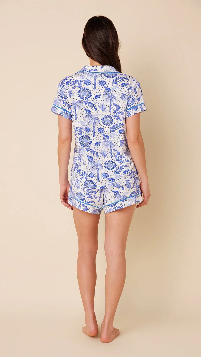 PAJAMA SHORT SET PALMERA WHITE PIMA KNIT