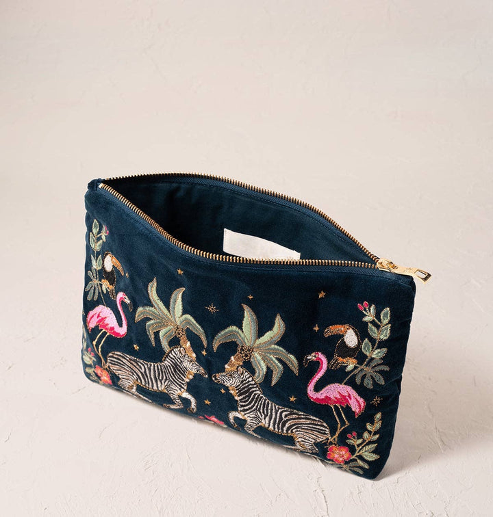 POUCH EVERYDAY WILD ZEBRA PALM NAVY