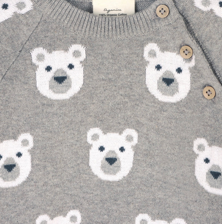 PULLOVER BEAR JACQUARD HEATHER GREY