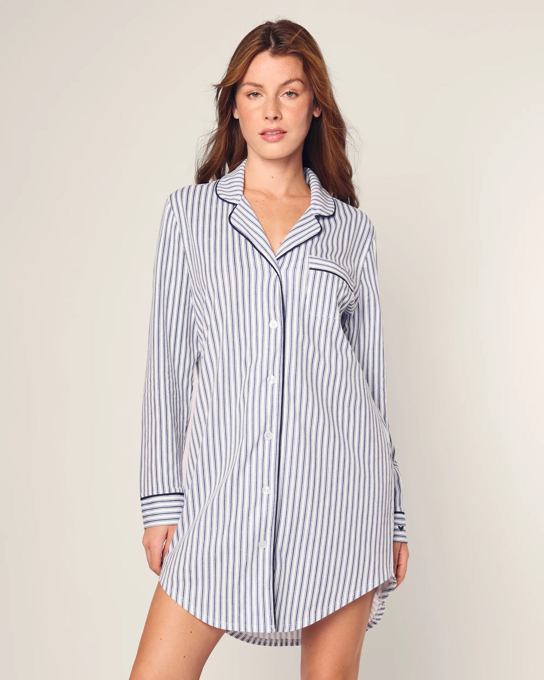 NIGHTSHIRT FRENCH TICKING IN NAVY