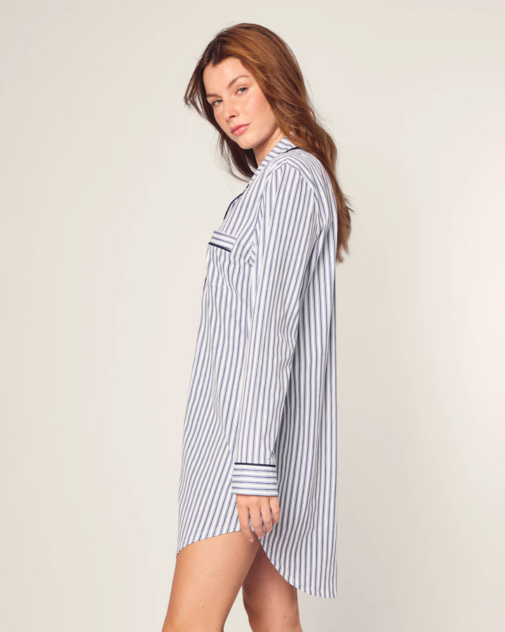 NIGHTSHIRT FRENCH TICKING IN NAVY