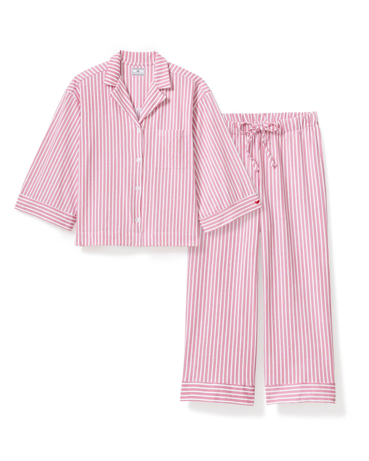 PAJAMA SET WIDE LEG OLIVIA ANTIQUE RED TICKING