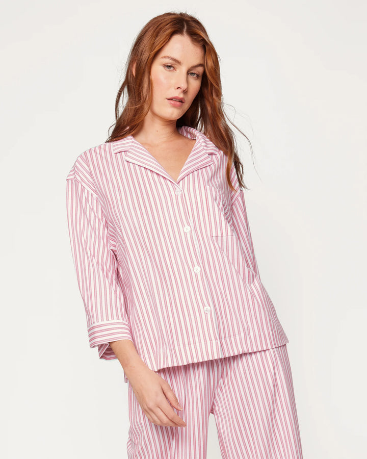 PAJAMA SET WIDE LEG OLIVIA ANTIQUE RED TICKING