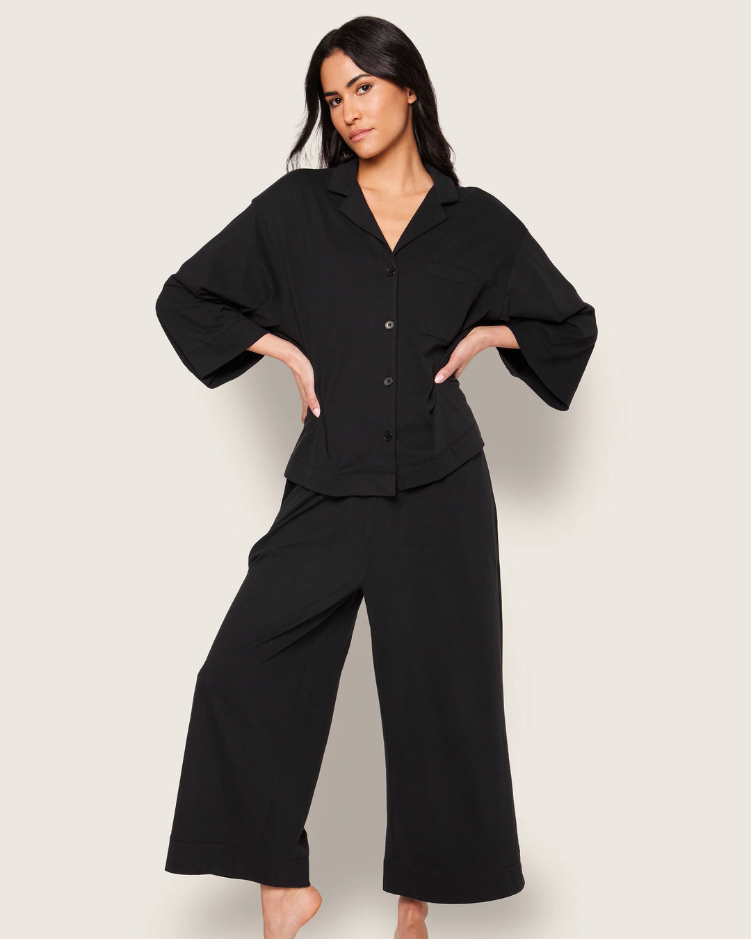 PAJAMA SET WIDE LEG OLIVIA BLACK