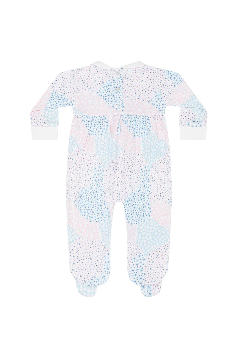 FOOTIE PATCHWORK SMOCKED