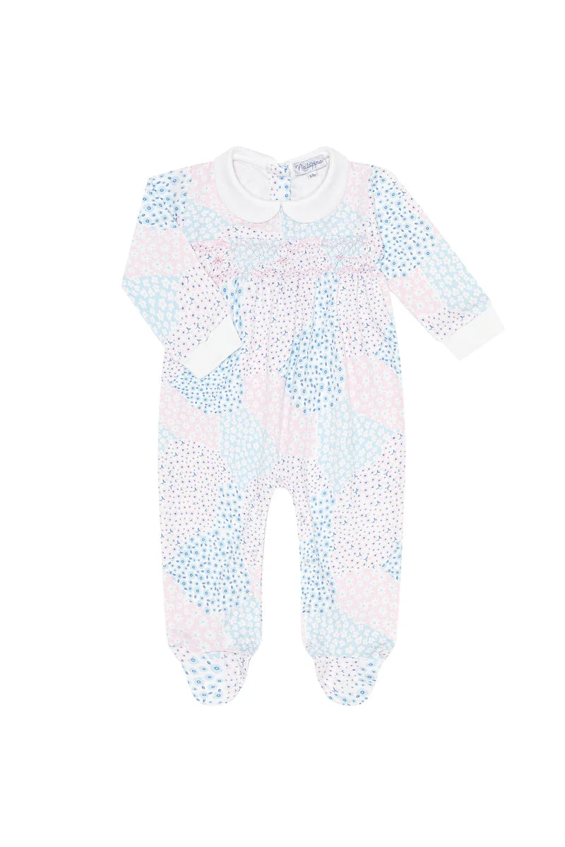 FOOTIE PATCHWORK SMOCKED