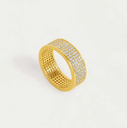 RING PETIT PAVE THICK STACKING WHITE TOPAZ SZ 8