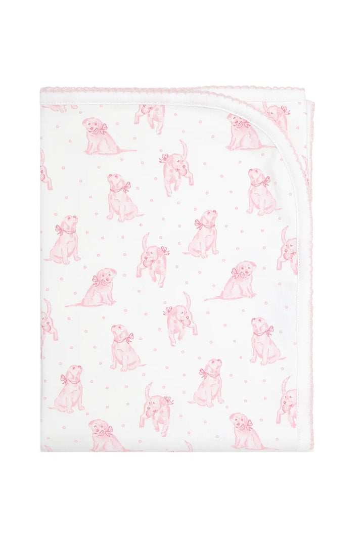 BABY BLANKET BLUE PUPPY LOVE PRINT