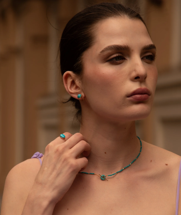 EARRING TURQUOISE PYRAMID #75235