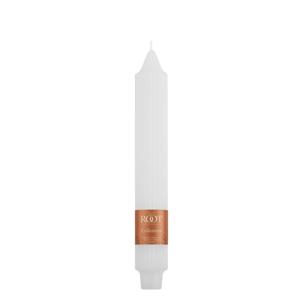 9" TAPER CANDLE RIBBED WHITE