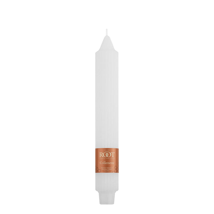 9" TAPER CANDLE RIBBED WHITE