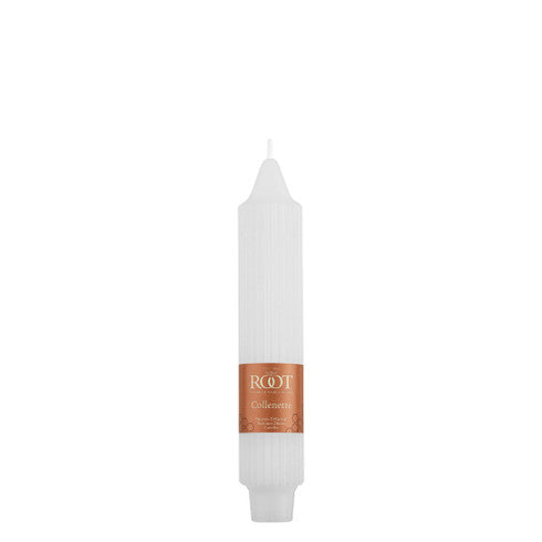 7" TAPER CANDLE RIBBED WHITE