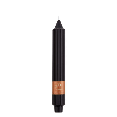 9" TAPER CANDLE RIBBED BLACK