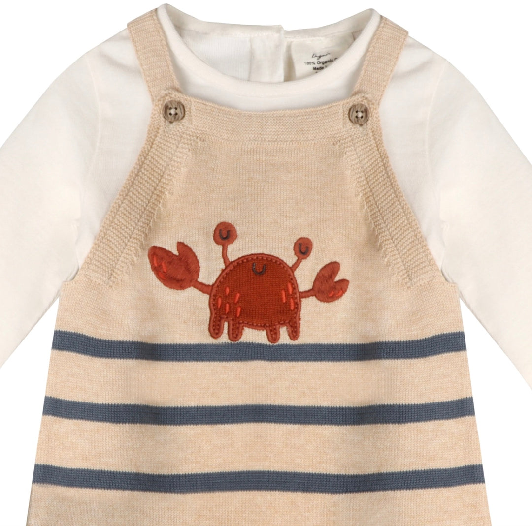 ROMPER SET CRAB EMBROIDERED KNIT