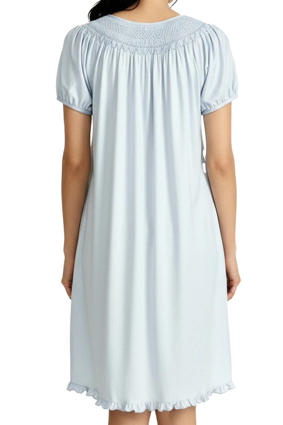 SUZANNE SHORT SLEEVE SMOCK GOWN BLUE