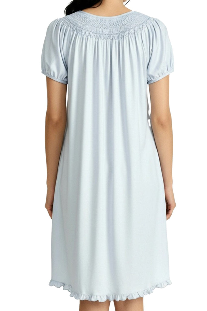 SUZANNE SHORT SLEEVE SMOCK GOWN BLUE