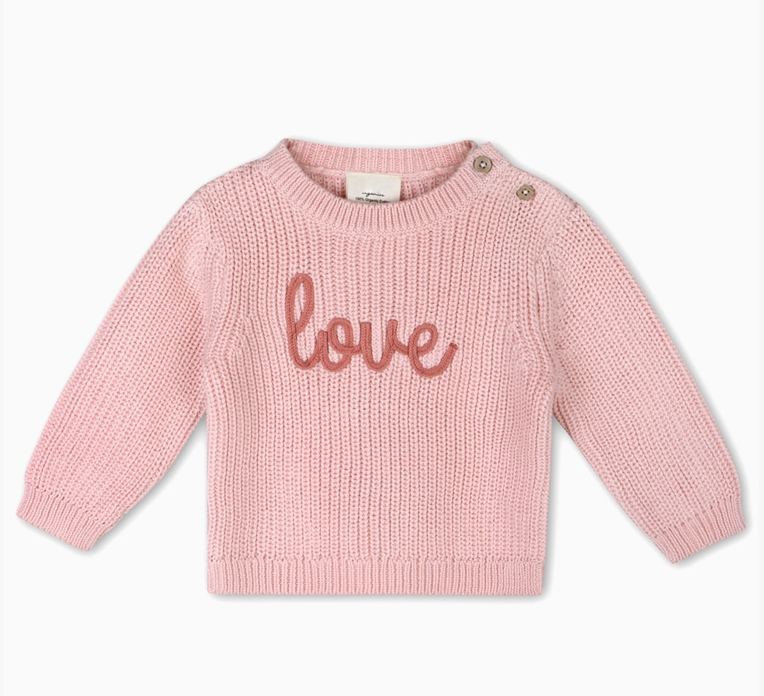 SWEATER LOVE EMBROIDERED BLUSH PINK