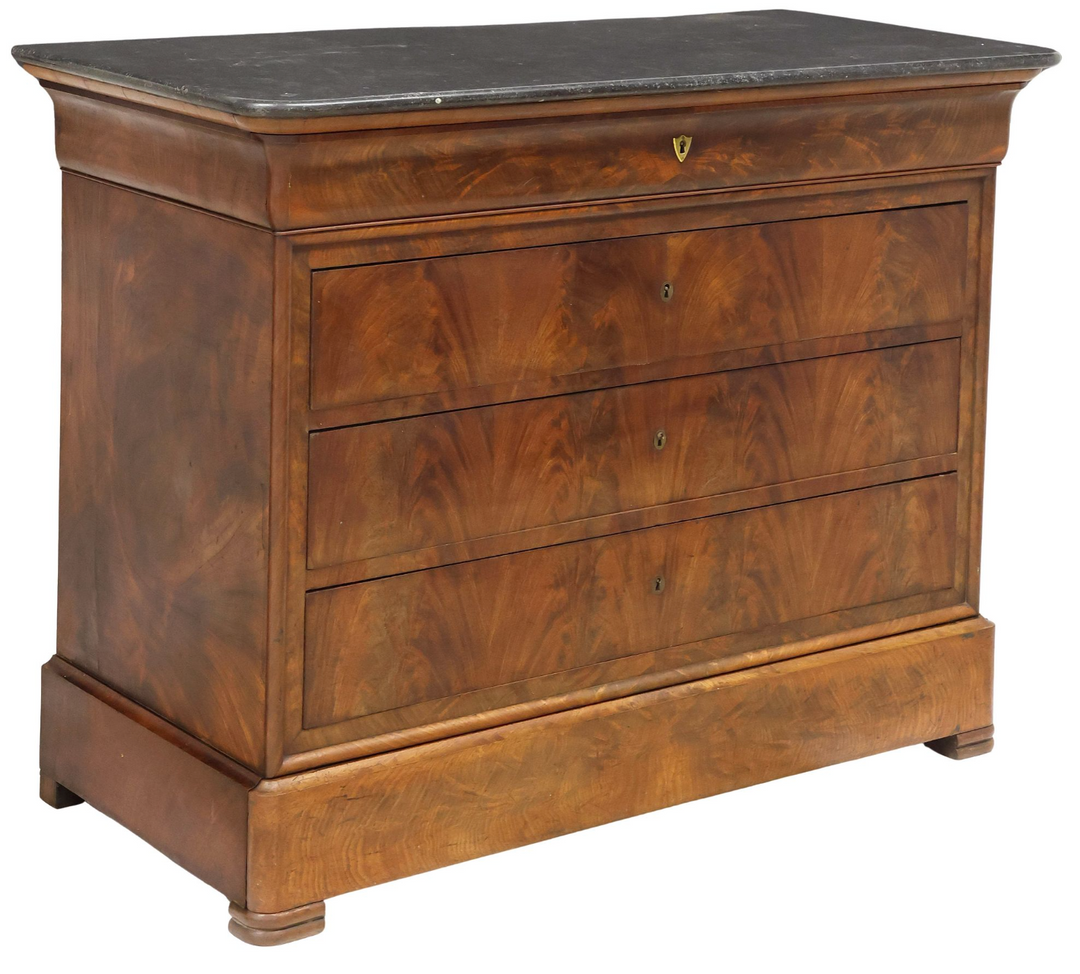 DRESSER FLAME MAHOGANY FRENCH LOUIS PHILIPPE PERIOD MARBLE TOP