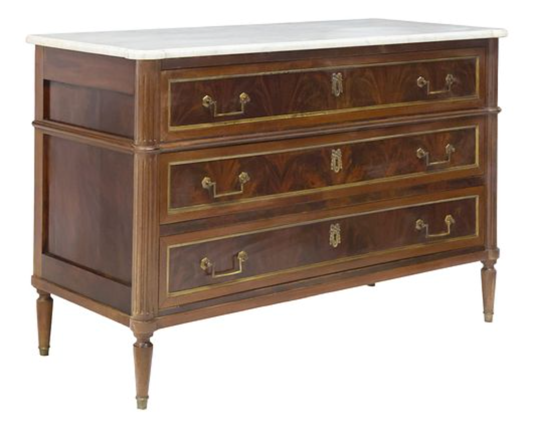 DRESSER FLAME MAHOGANY FRENCH LOUIS XVI STYLE MARBLE TOP