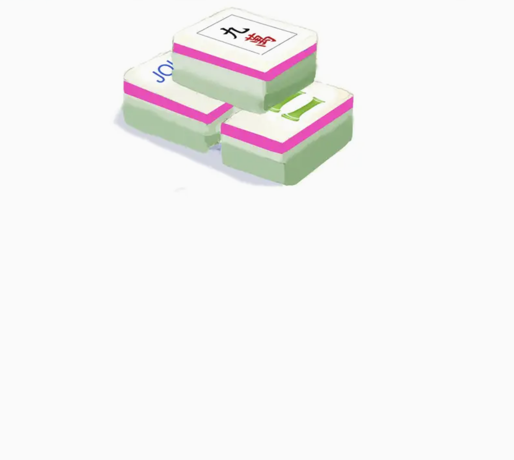 MINI NOTEPAD 3 MAHJONG TILES PINK W/TRAY
