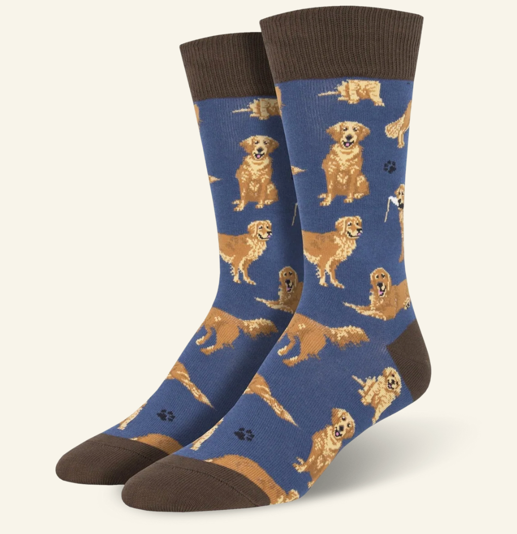 SOCKS GOLDEN RETRIEVERS BLUE
