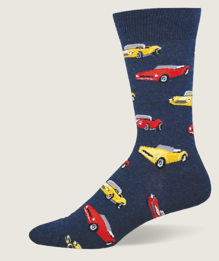 SOCKS CLASSIC CARS NAVY HEATHER