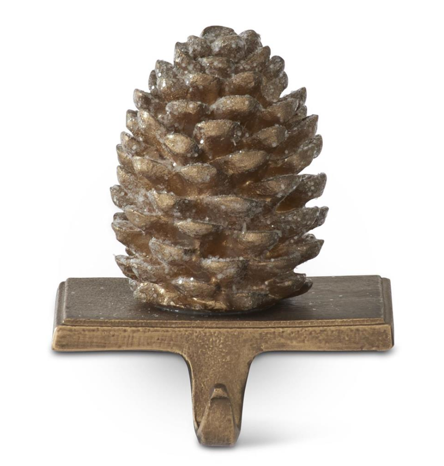 STOCKING HOLDER PINECONE BRONZE
