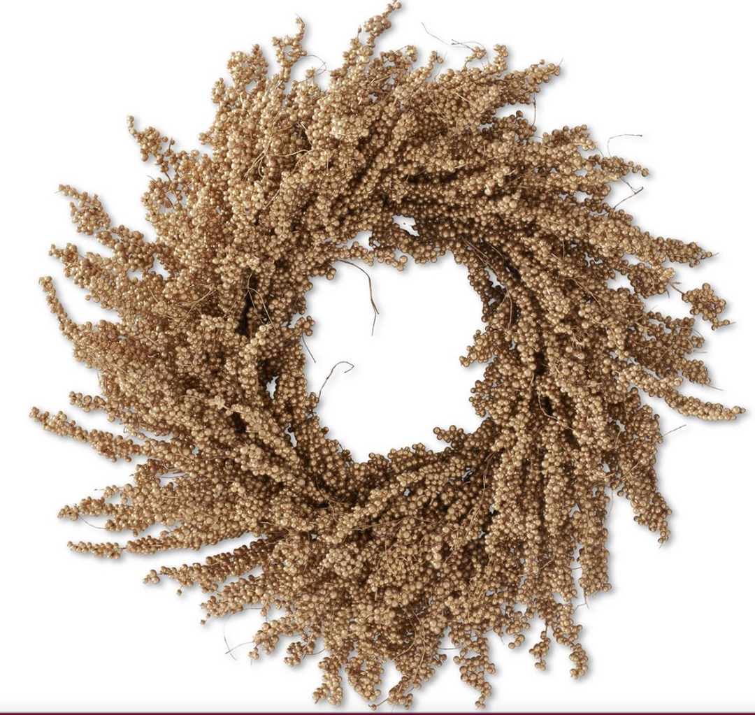 30" WREATH GOLD BERRY CLUSTERS