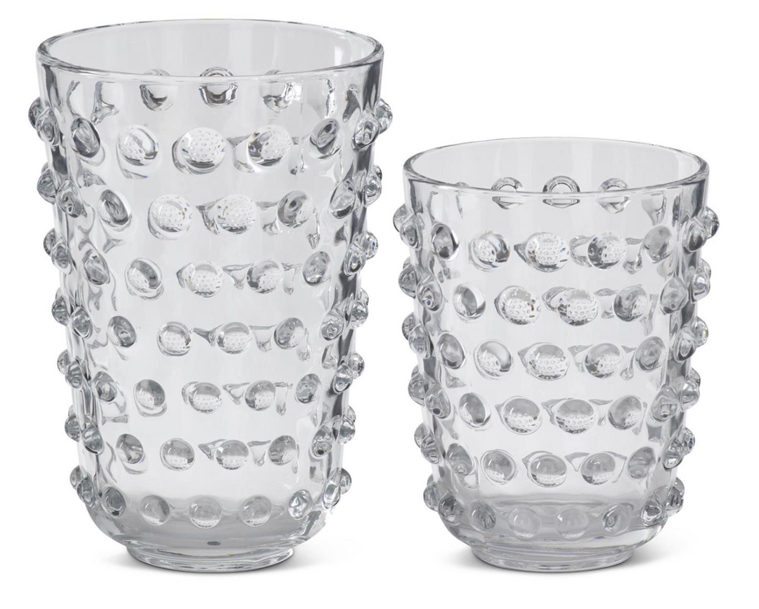 VASE CLEAR GLASS DOT EMBOSSED