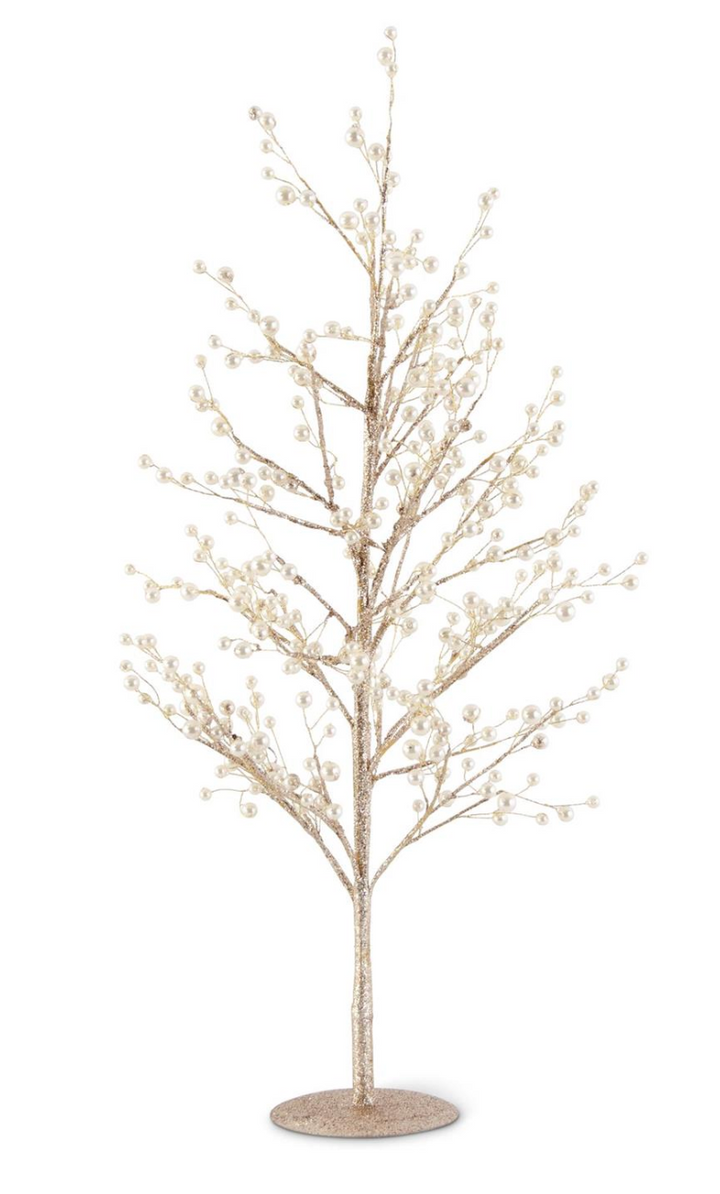 TREE GOLD GLITTERED TWIG W/ PEARL