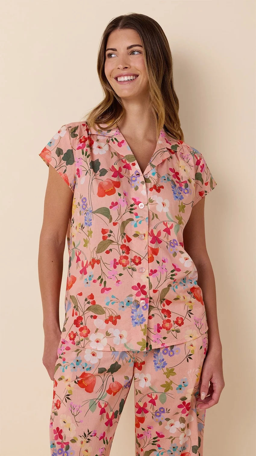 PAJAMA SET CAPRI PINK STRAWBERRY FIELDS