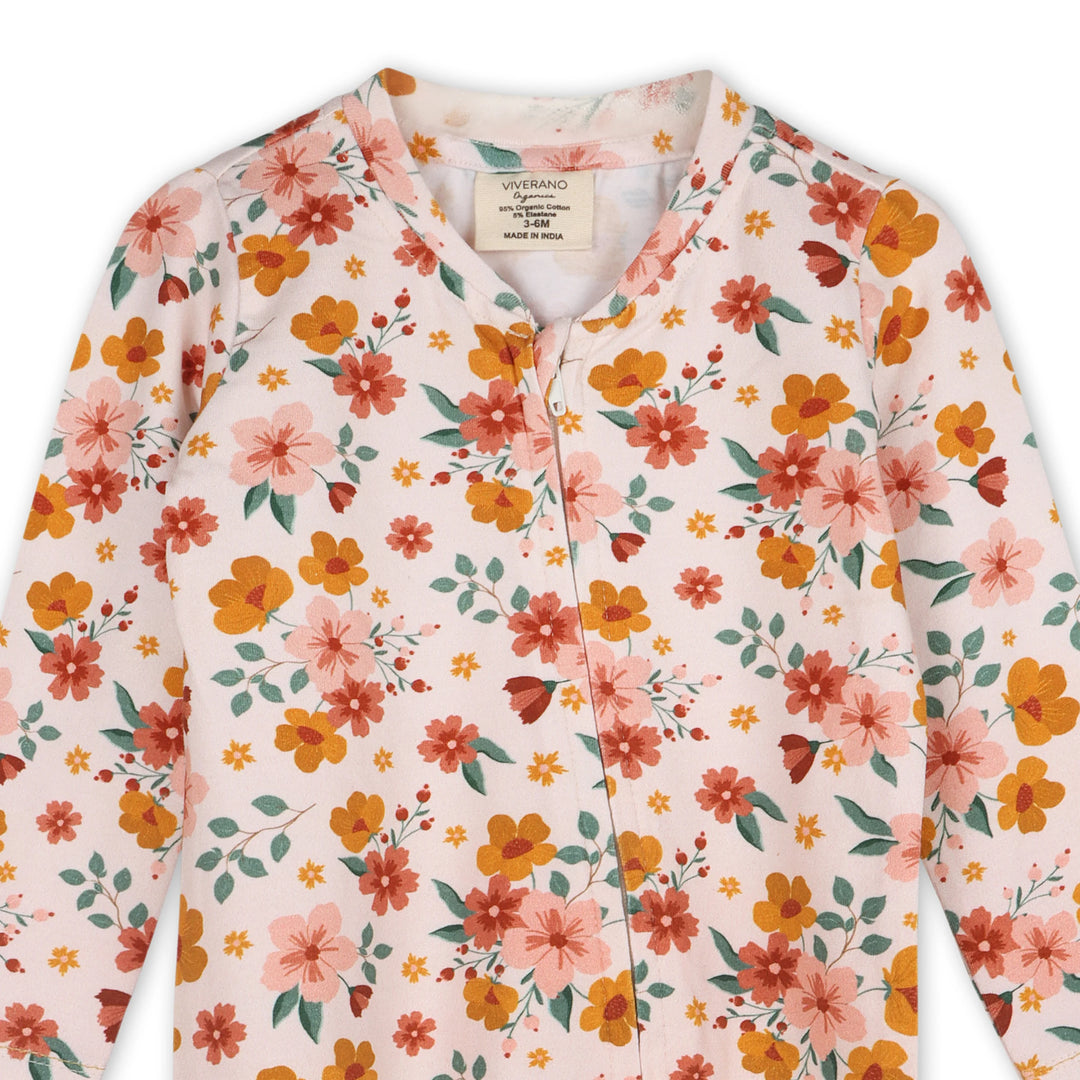 FOOTIE SUMMER FLORAL ZIPPER
