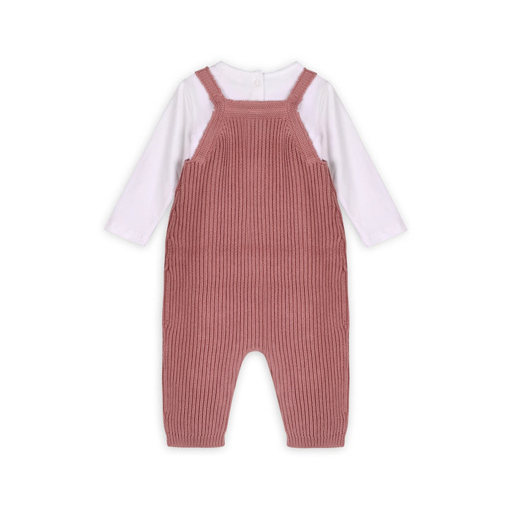 S/2 OVERALL BOW EMROIDERED VINTAGE ROSE