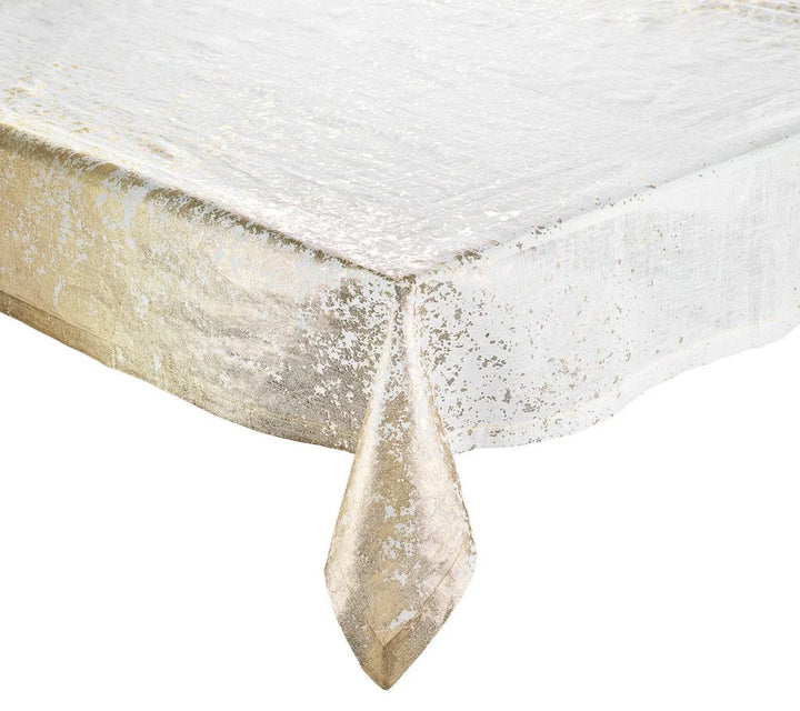 TABLECLOTH METAFOILWHITE & GOLD 108 x 52