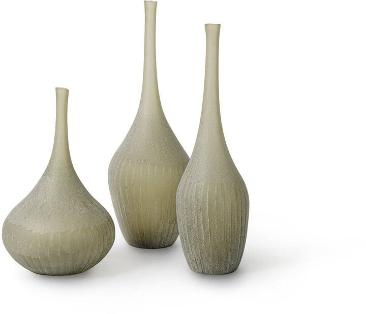 VASE GLASS TAUPE NECK
