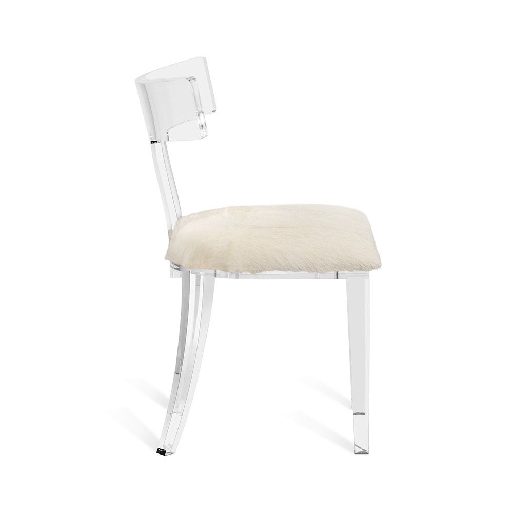CHAIR KLIMOS ACRYLIC & IVORY GOAT SKIN #53032 (NRD)