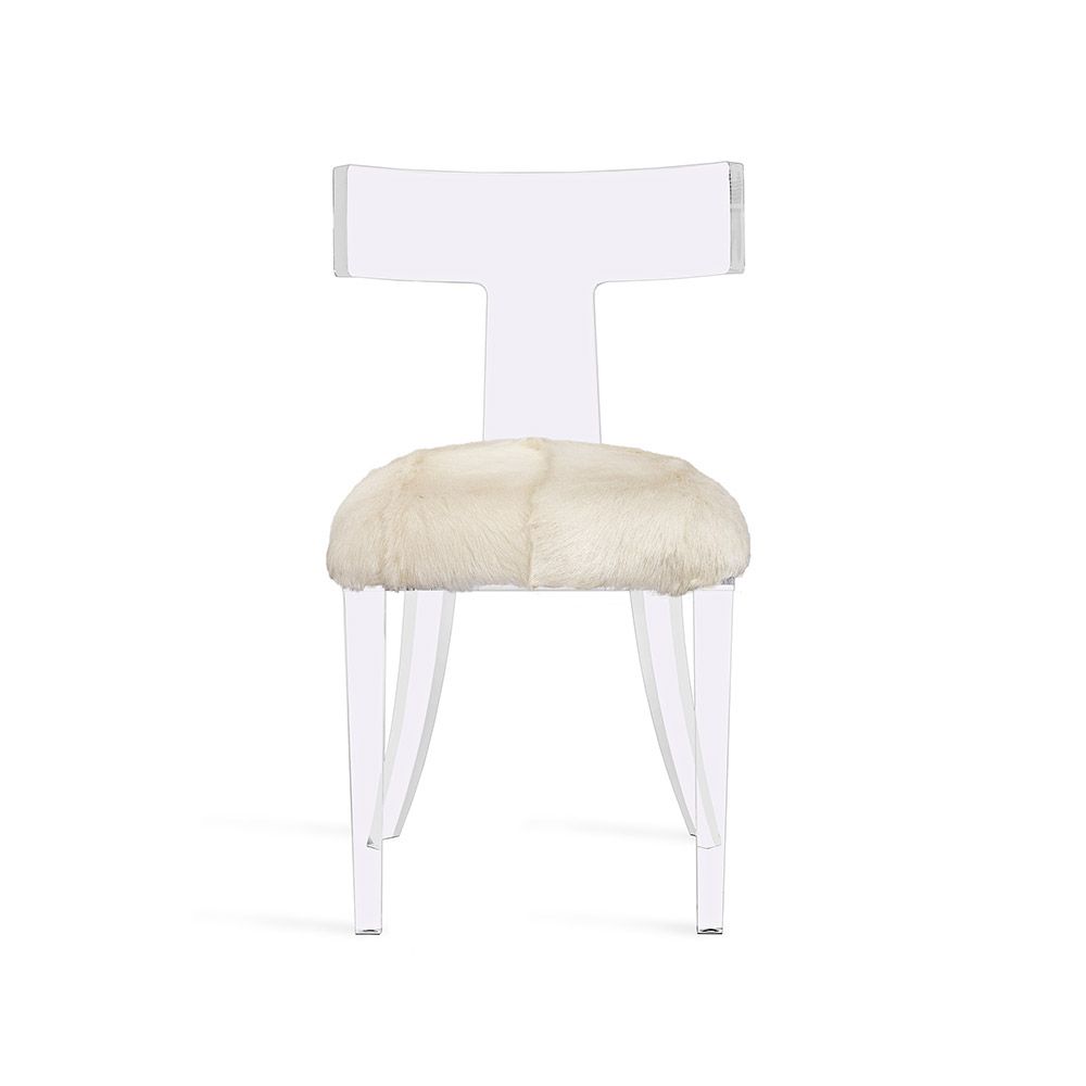 CHAIR KLIMOS ACRYLIC & IVORY GOAT SKIN #53032 (NRD)