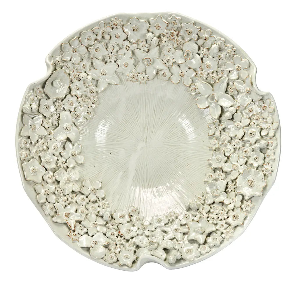 BOWL PLATTER CREAM CERAMIC FLORAL