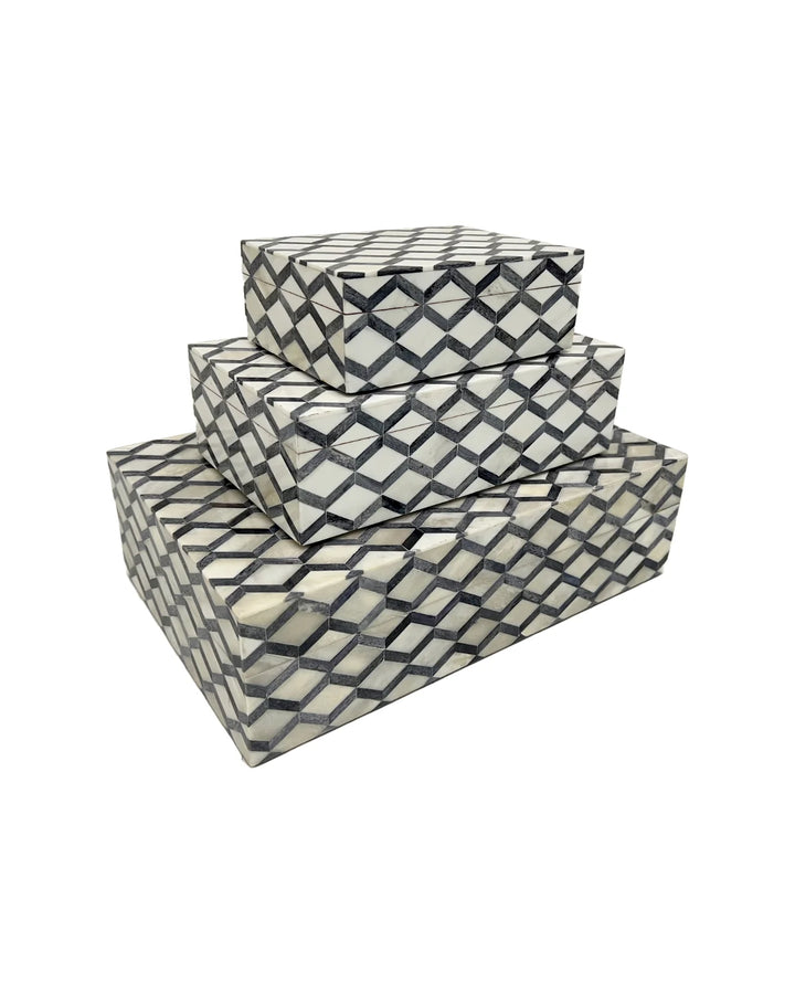 BOX GRAY & WHITE DIAMOND GRID