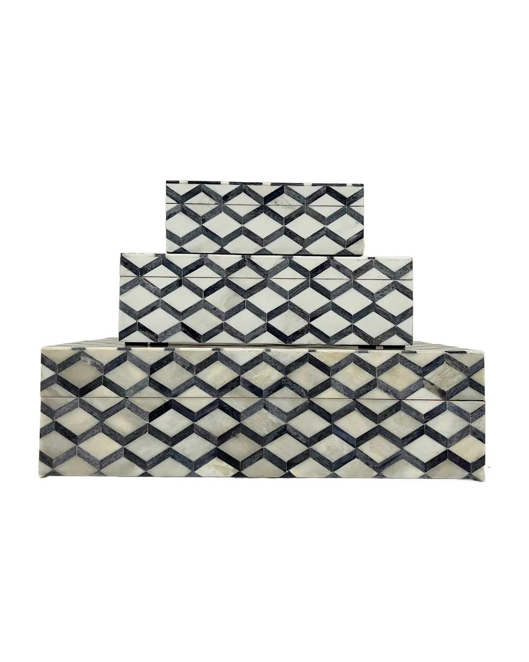 BOX GRAY & WHITE DIAMOND GRID