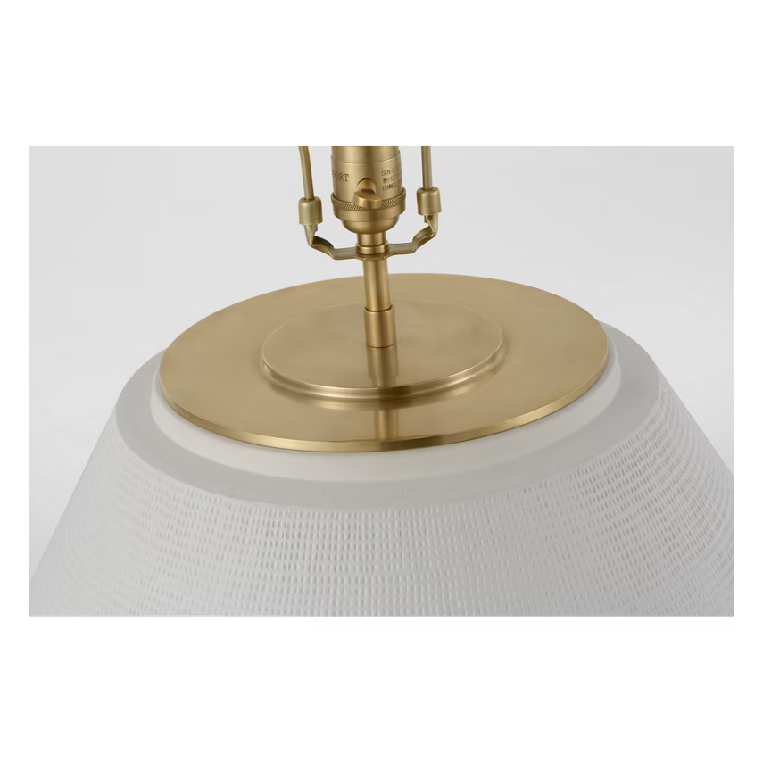 LAMP TABLE PLASTER WHITE W/ LINEN SHADE 23"H